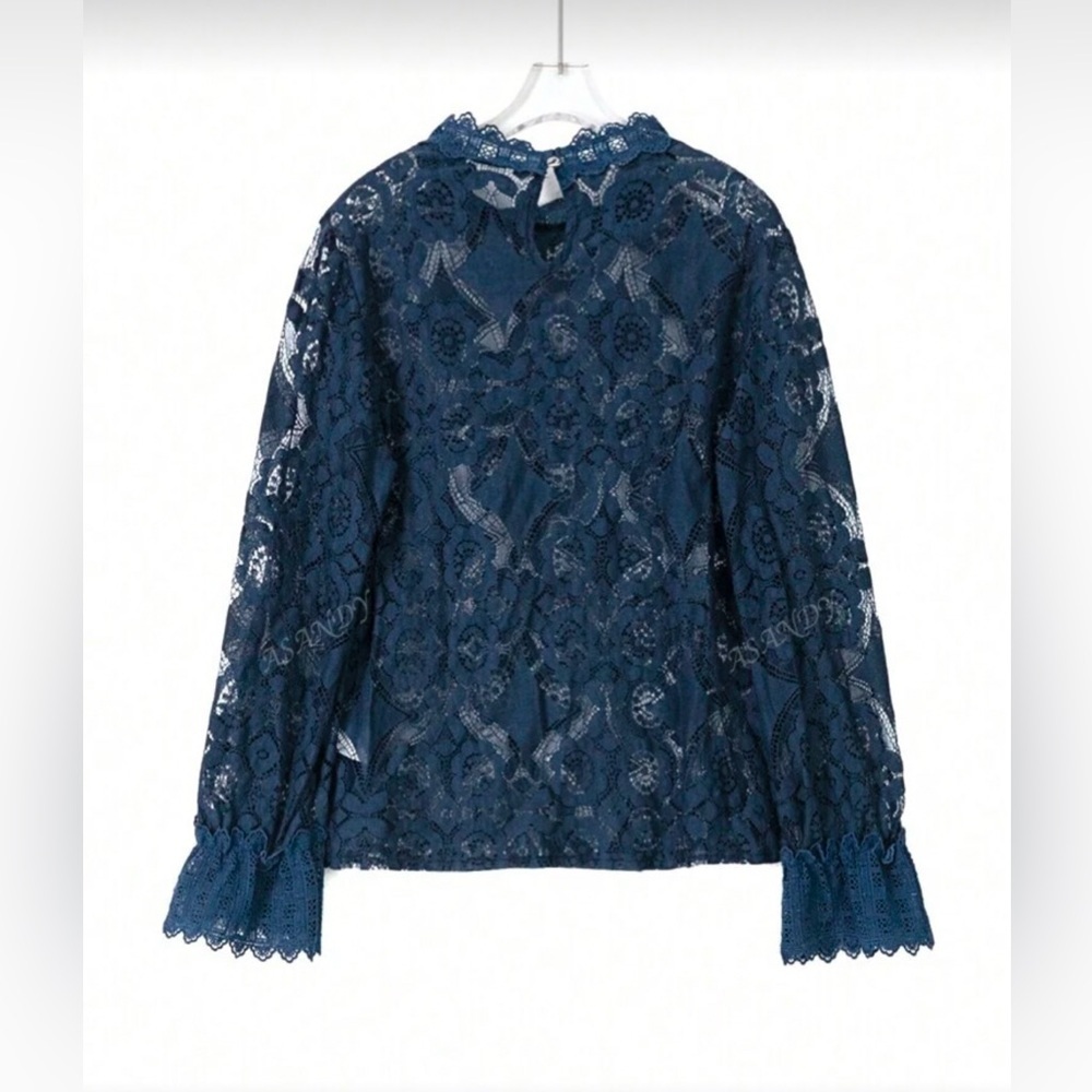 NEW Blue Collar Lace Blouse